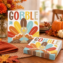 Gobble Thanksgiving Dinner Napkins - 16 PK